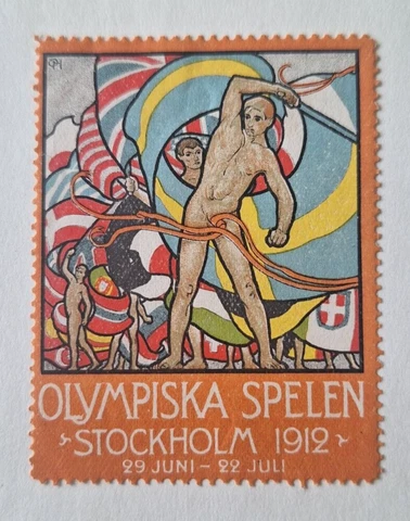 Stockholm 1912 Olympic Games Cinderella Poster Stamp - Swedish Text Cover