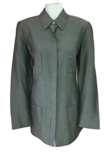 Linda Allard Ellen Tracy 8 Silver Grey Long Designer Womens Blazer Jacket - Picture 1 of 9