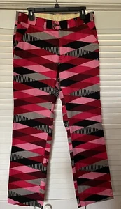 Mens Loudmouth Golf Pants 32 Red Pink Black Psychedelic Diamond Multicolor 32x32 - Picture 1 of 4