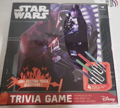Star Wars Trivia Juego 650+ Preguntas 4 Rompecabezas Sable de Luz Sellado Cardenal Nuevo en Caja Foto 1 de 4