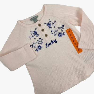 NUEVO Top Lucky Brand Niñas Talla 2T Rosa y Azul Floral Foto 1 de 4