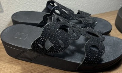 Sandalias Fitflop Bumble Crystal para mujer talla 10 negras H70-001 Foto 1 de 4