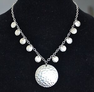 Silver bib necklace, Coins necklace, statement bib necklace (1032)