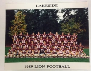 1989 Lakeside High School Seattle Washington Lion Football Team Photo 8' x 10' - Picture 1 of 12