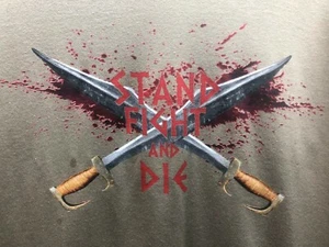 300 Movie Promo T Shirt Mens Adult Beige Tan Stand Fight Die Spartans NWOT Small - Picture 1 of 7