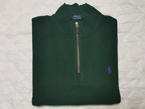 RALPH LAUREN Men's Green Estate-Rib Half-Zip Sweater Jumper