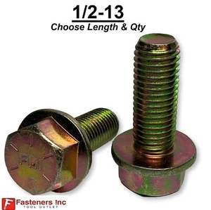 1/2-13 Grade 8 Flange Frame Bolt Yellow Zinc Plated (All Sizes & Qty's) 1/2" - Picture 1 of 171