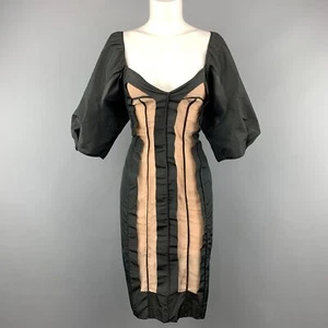 STELLA McCARTNEY Size US 6 Black Taffeta Balloon Sleeve Cocktail Dress - Picture 1 of 6