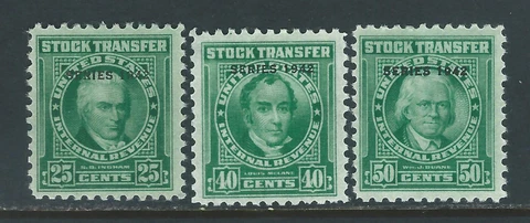 Bigjake: RD-123 to 125,  25, 40, & 50 cent Stock Transfer - Series of 1942 Cover