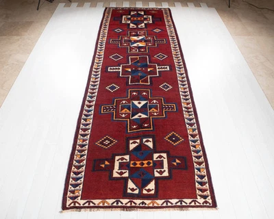 Alfombra Corredor Tribal Ancha Antigua Anudada a Mano 14' 1" x 4' 9" Excelente Foto 1 de 4