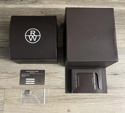 Raymond Weil Caja de Reloj Vacía, Con 4 Eslabones/Pines, Tarjeta de Garantía, Manual Foto 1 de 3