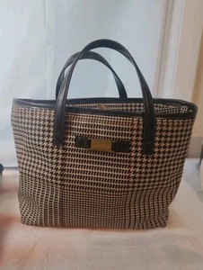 VTG Ralph Lauren Polo Women's Handbag Purse Bag Brown PLAID Houndstooth (Read) - Picture 1 of 18