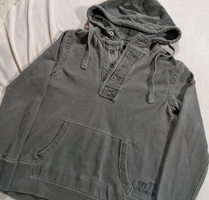 American Eagle Herren Faded Logo Hoodie Sweatshirt Army Style Grau Pullover M - Bild 1 von 11