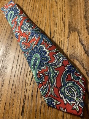 Corbata Polo Ralph Lauren Roja Azul Seda Paisley Usada en Excelente Condición Hecha a Mano en Italia Para Hombre’s Foto 1 de 4