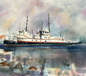 Original Watercolor Painting on Paper Signed J C iws 30" x 22", Professional - Picture 1 of 6