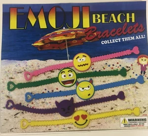 24 EMOJI EMOTICON BEACH BRACELETS PARTY FAVORS GOODY BAGS TREAT BOXES POOL TOY - Picture 1 of 1