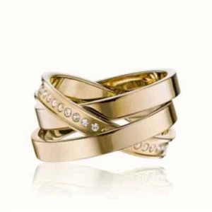 Vita Fede Cassio Rings Trio Gold Swarovski Crystals Sz 7 CSS1604RNG Adjustable