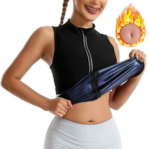Women's Sweat Suit Fitness Vest Slimming Tummy Control Sauna Sweat Vest w/Zipper - Picture 1 of 14