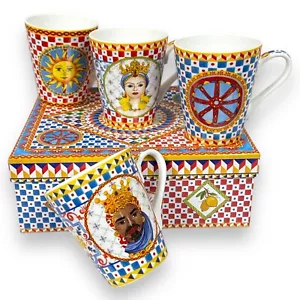 Bunte Easy Life Porzellan Tassen Kaffeebecher Sizilien 4-er Set in schöner Box - Bild 1 von 13