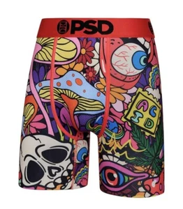 PSD Hombre Calzoncillos Boxer PACK DE 3 7" Entrepierna Microfibra HEAD TRIP CALAVERA HONGOS GOTAS - Imagen 1 de 19