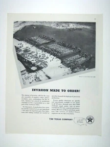 Vintage 1944 Texas Company Invasion Made To Order US Navy Print Ad Texaco WWII - Picture 1 of 2