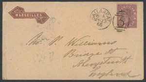 1868 Ballarat Vic to England Via Marseilles letter with 10d Laureate SG 123 p13 - Picture 1 of 2