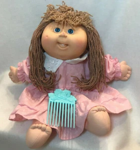 Muñeca vintage 14" repollo parche niños BONITO RIZO RIZADO 2 dientes delanteros cabello castaño - Imagen 1 de 8
