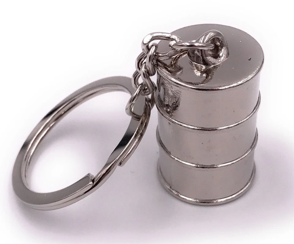 Barrelbarile Barile da Olio Barile Argento Portachiavi Ciondolo IN Metallo - Immagine 1 di 2