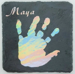 Baby Hand Print, Personalised Slate Coasters, Personalised Mothers Day Gifts - Picture 1 of 7