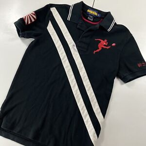 Rugby Ralph Lauren Shirt Extra Small Polo Stripe Japan Patch Black red collar