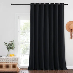 Blackout Patio Curtain Extra Wide and Long W100 X L120, Grommet Top Solid Panels - Picture 1 of 8