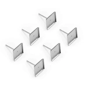 50 Silver Stainless Steel Blank Bezel Tray Base Piercing Earrings Ear Studs 10mm - Picture 1 of 7