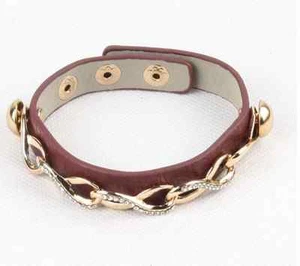 Wrap Bracelet  Fashion Rhinestone Leather Bangles Classic  - Picture 1 of 2