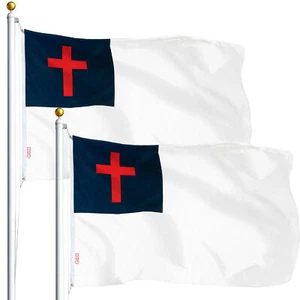 NEU G128 Christlich Religiöse Flagge 2er-Pack 3x5 Fuß Bedrucktes Kreuz Innen Außen - Bild 1 von 6