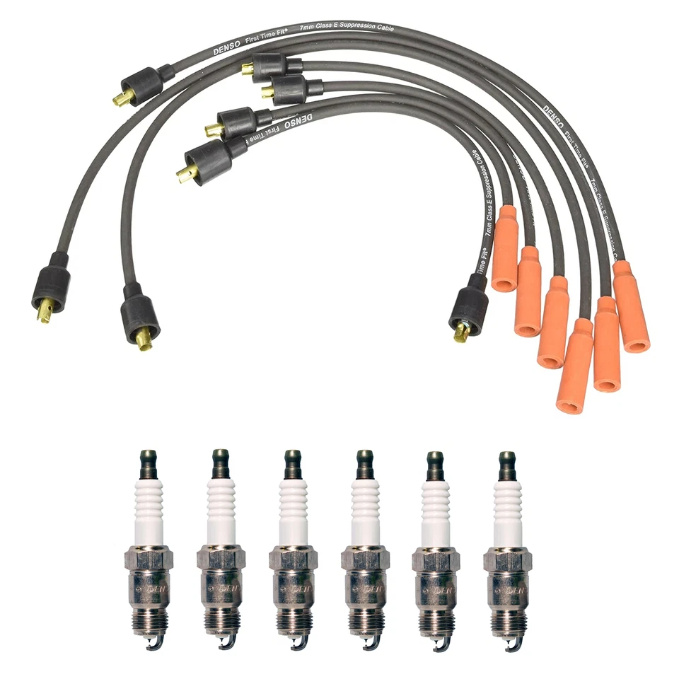 Conjunto de fios Denso 7mm e 6 velas de ignição Iridium TT .04 kit para Mercury Comet 4.1L L6 - Imagem 1 de 1