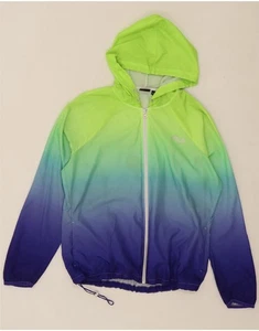 FILA Mens Hooded Rain Jacket UK 40 Large Green Colourblock Sports CP08 - Picture 1 of 4