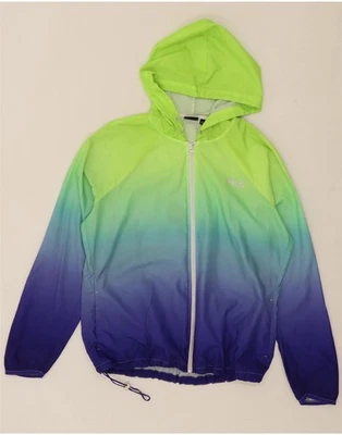 FILA Mens Hooded Rain Jacket UK 40 Large Green Colourblock Sports CP08 - Image 1 of 4