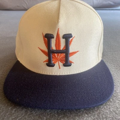 Huff Blanco Azul Mezcla de Lana Hoja de Marihuana Snapback Gorra Ajustable Para Hombre’s Foto 1 de 4