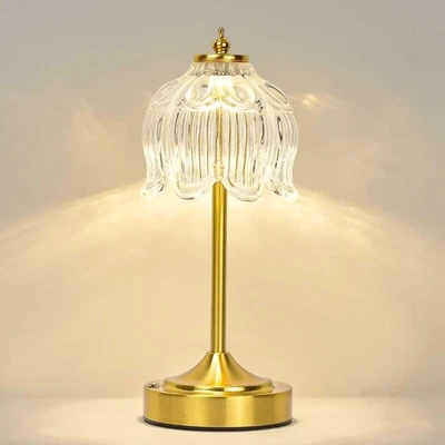 Abajur de mesa flor de lótus sem fio, 5200mAh recarregável operado por bateria porta... - Imagem 1 de 4