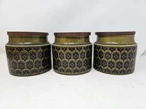 Vintage 1970's Green Hornsea Pattern Heirloom pattern cannisters sugar tea coffe - Picture 1 of 5