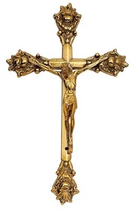 Kruzifix Messing Glänzend von der Wand Christus Jesus für Startseite Büro Schule - Bild 1 von 2