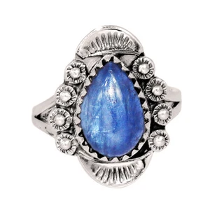 Southwest - Natural Kyanite - Brazil 925 Silver Ring RP14 s.6 CR59775 - Picture 1 of 1