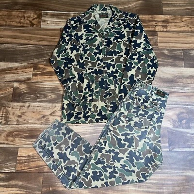 Vintage 1960s Stream And Field Camouflage Hunting Suit Shirt & Pants Mens Large - Image 1 of 4