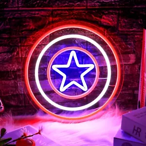 Insegna LED Neon Tema Marvel | Captain America Art Design | Decorazione Casa per Ufficio - Foto 1 di 5