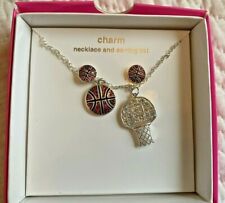 NWT Justice BASKEBALL Charm Necklace And Earring Set Girls