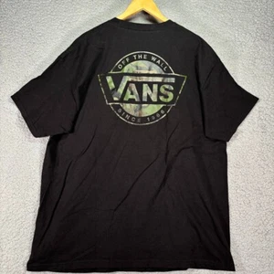 Vans Men’s T Shirt 2XL XXL Black Camouflage Logo s/s Graphic Skater Off The Wall - Picture 1 of 8