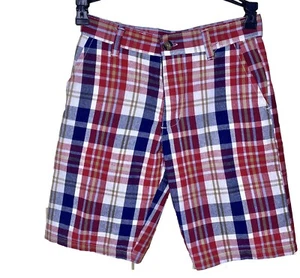 Boys U.S. Polo Assoc. Plaid Shorts, Size 8 Red Blue Ivory - Picture 1 of 6