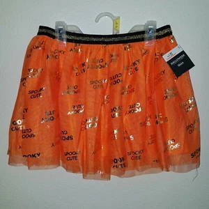 NWT Spooky Cute Halloween Skirt Tutu Tulle Girl Large 10-12 XL 14-16 Orange Gold - Picture 1 of 9