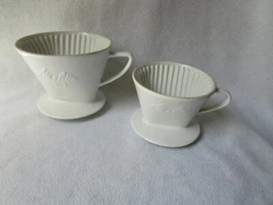 2 Melitta Kaffee-Filter Porzellan Kaffeefilter 1/2 Loch 102 101 weiße Schrift  - Bild 1 von 6