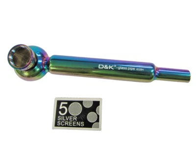 Rainbow Glass Smoking Pipe 8328H Free Filter Screen D&K Tobacco Smoke Pipe UK